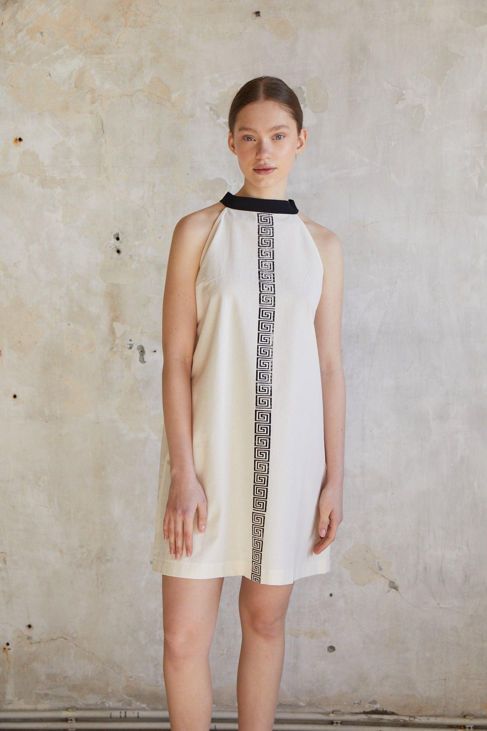 Greek Pattern Dress - 100% Organic Cotton - trendynow