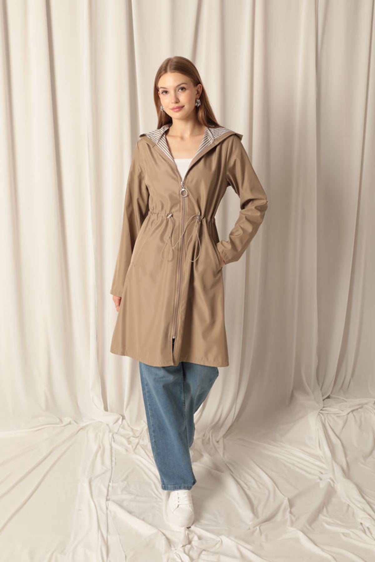 Bondig Fabric Waterproof Women's Mink Trench Coat - trendynow