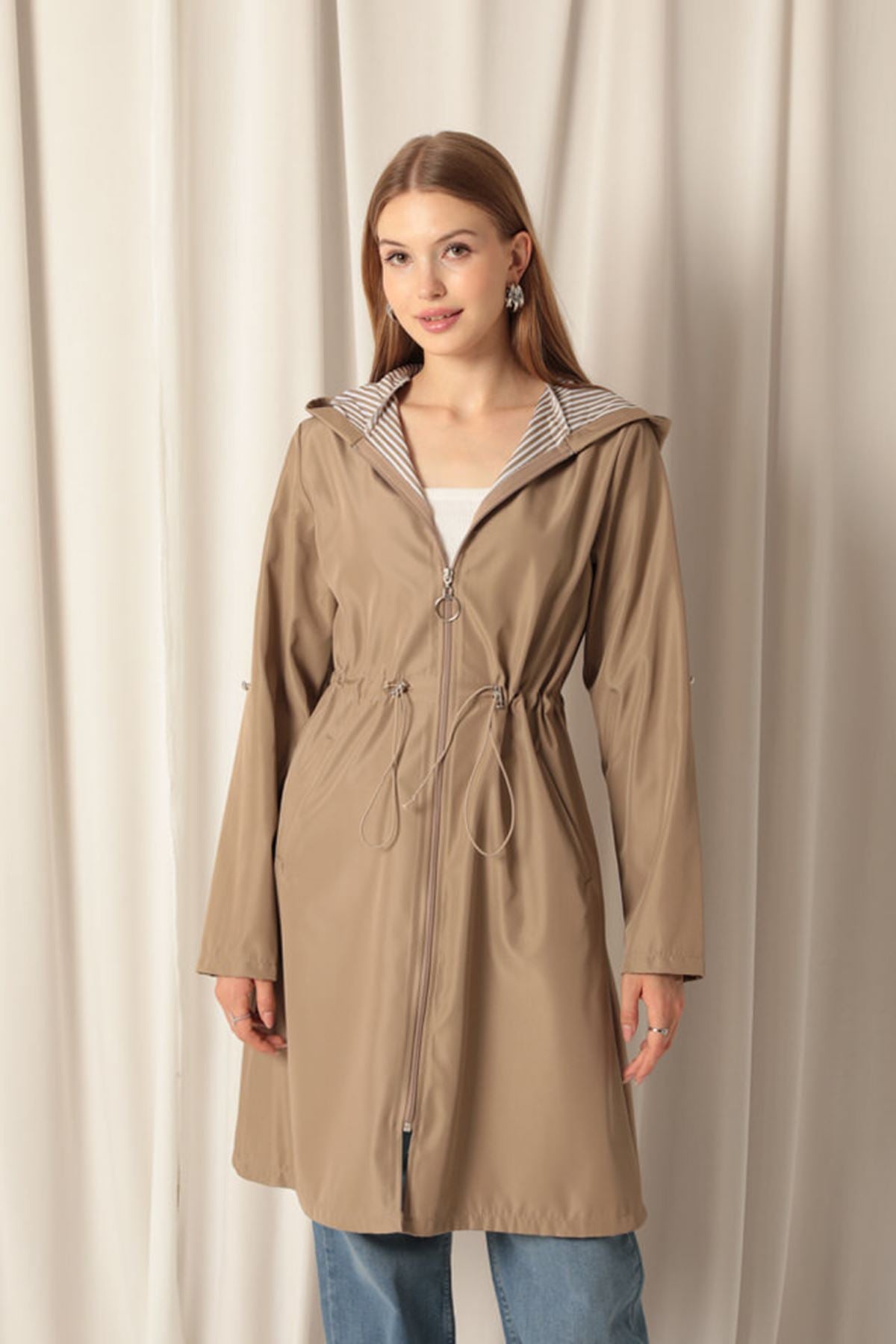 Bondig Fabric Waterproof Women's Mink Trench Coat - trendynow