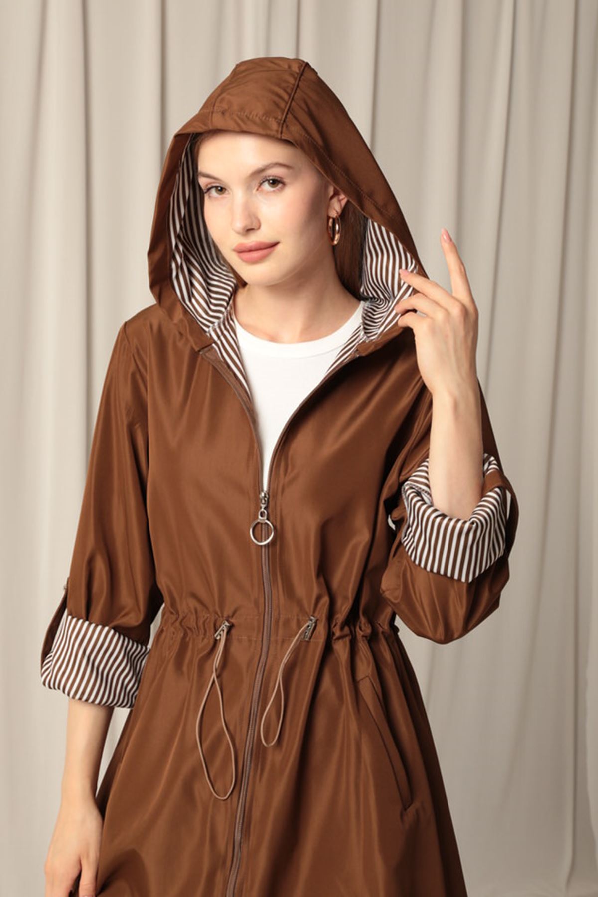 Bondit Fabric Waterproof Women's Coffee Trench Coat - trendynow