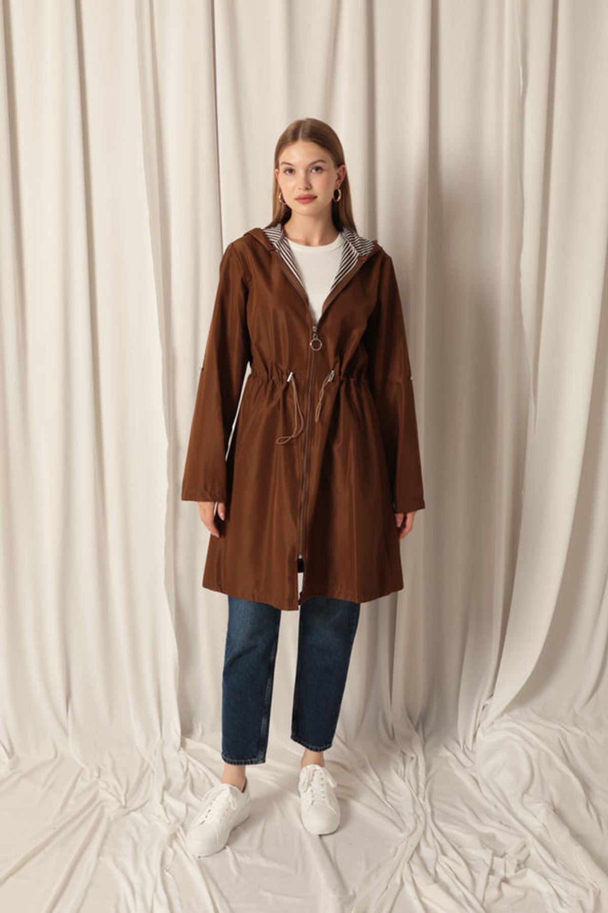 Bondit Fabric Waterproof Women's Coffee Trench Coat - trendynow