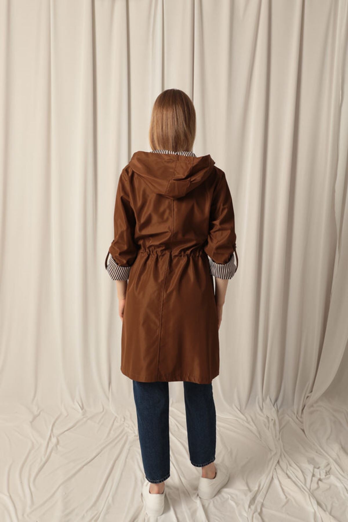 Bondit Fabric Waterproof Women's Coffee Trench Coat - trendynow