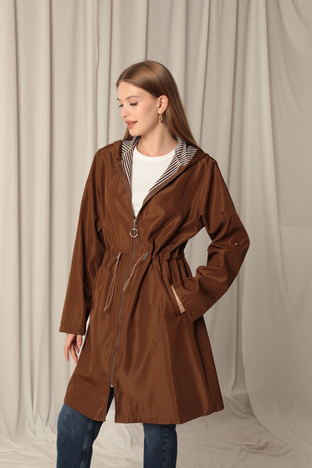 Bondit Fabric Waterproof Women's Coffee Trench Coat - trendynow