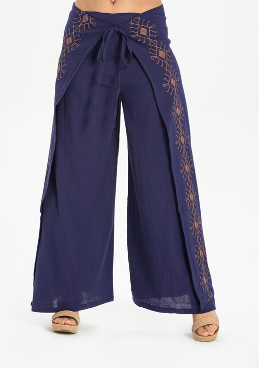 Embroidered Lace - up Riddle Trousers - trendynow