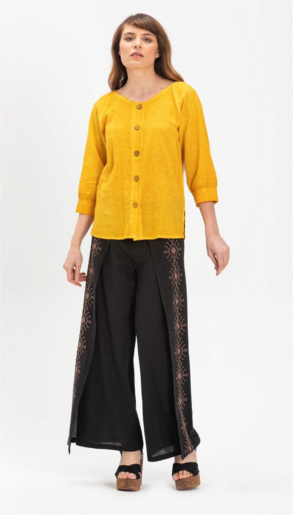 Embroidered Lace - up Riddle Trousers - trendynow