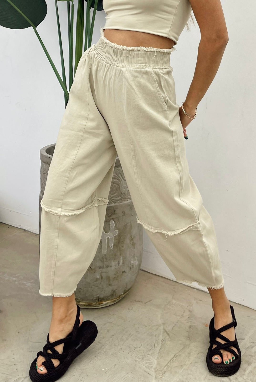 Gabardine Joggers With Elasticated Waistband - trendynow