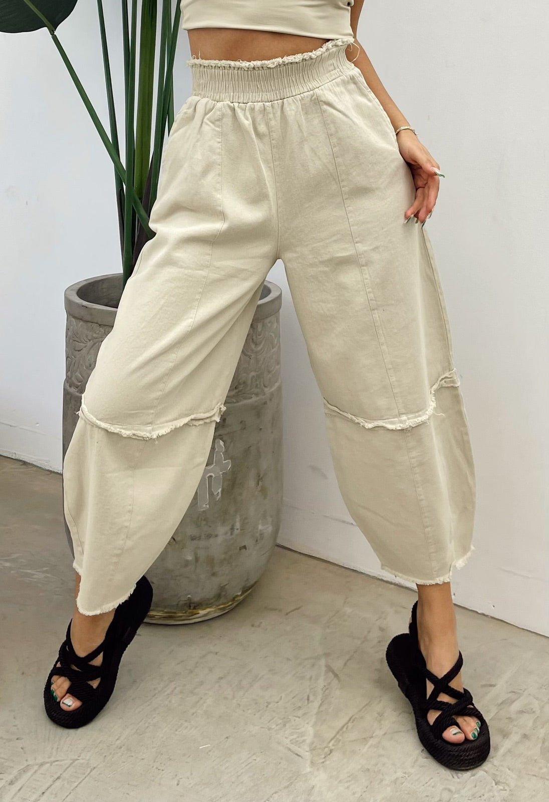 Gabardine Joggers With Elasticated Waistband - trendynow