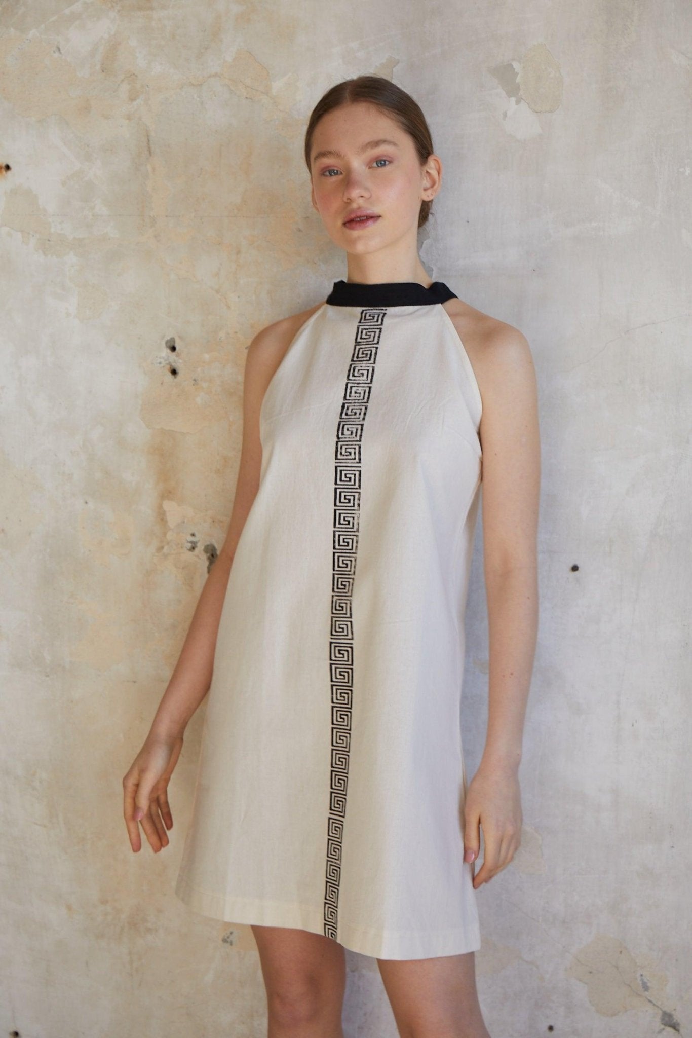 Greek Pattern Dress - 100% Organic Cotton - trendynow