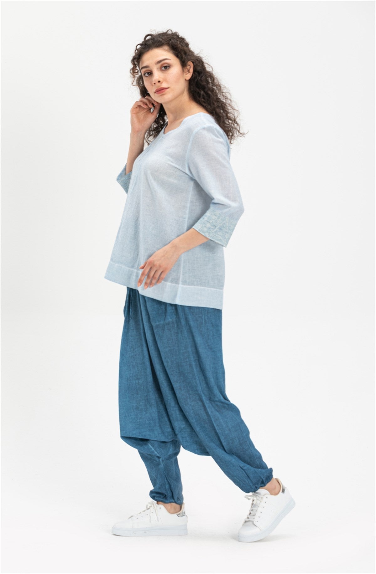 Sile Cloth Fabric Shalwar with Elastic Waist and Front Pockets - trendynow