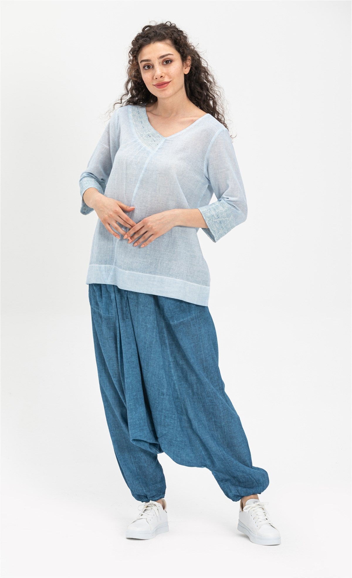 Sile Cloth Fabric Shalwar with Elastic Waist and Front Pockets - trendynow