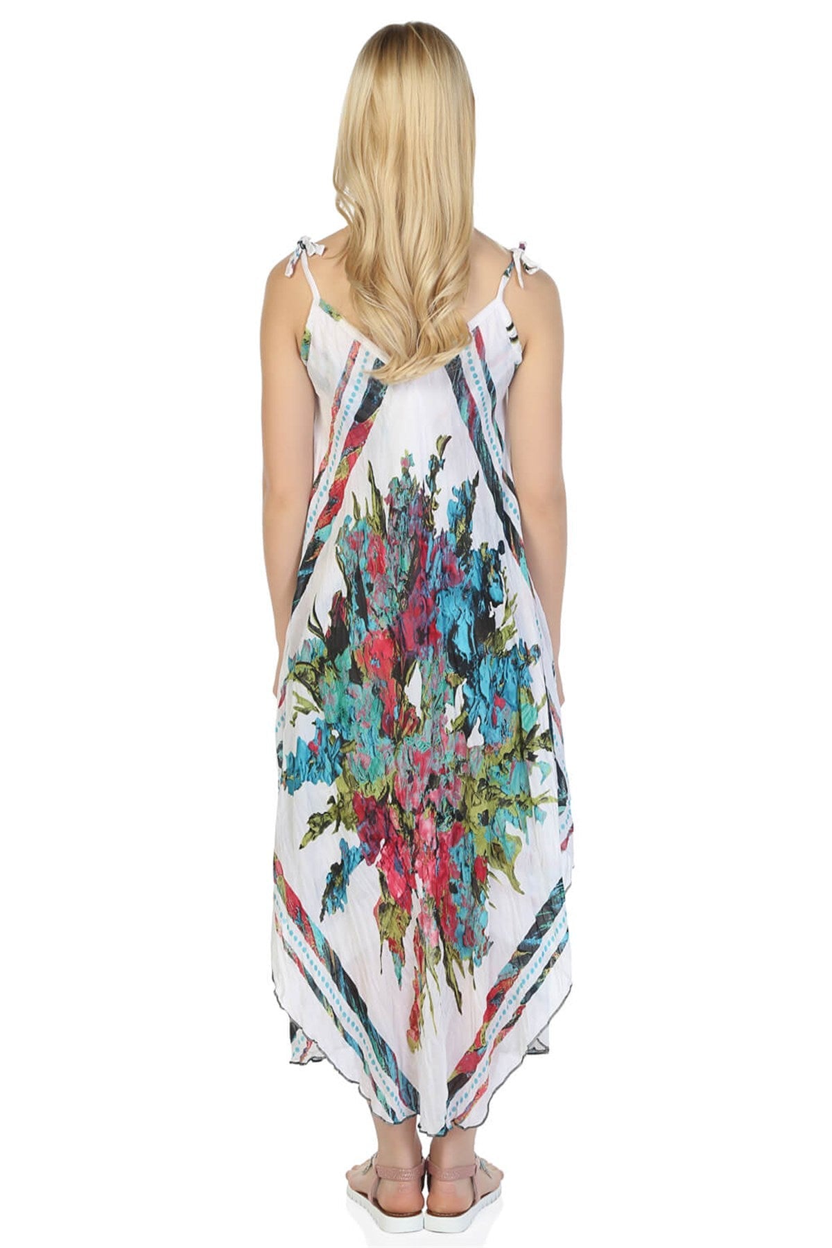 Strappy Printed Midi Voile Dress - trendynow