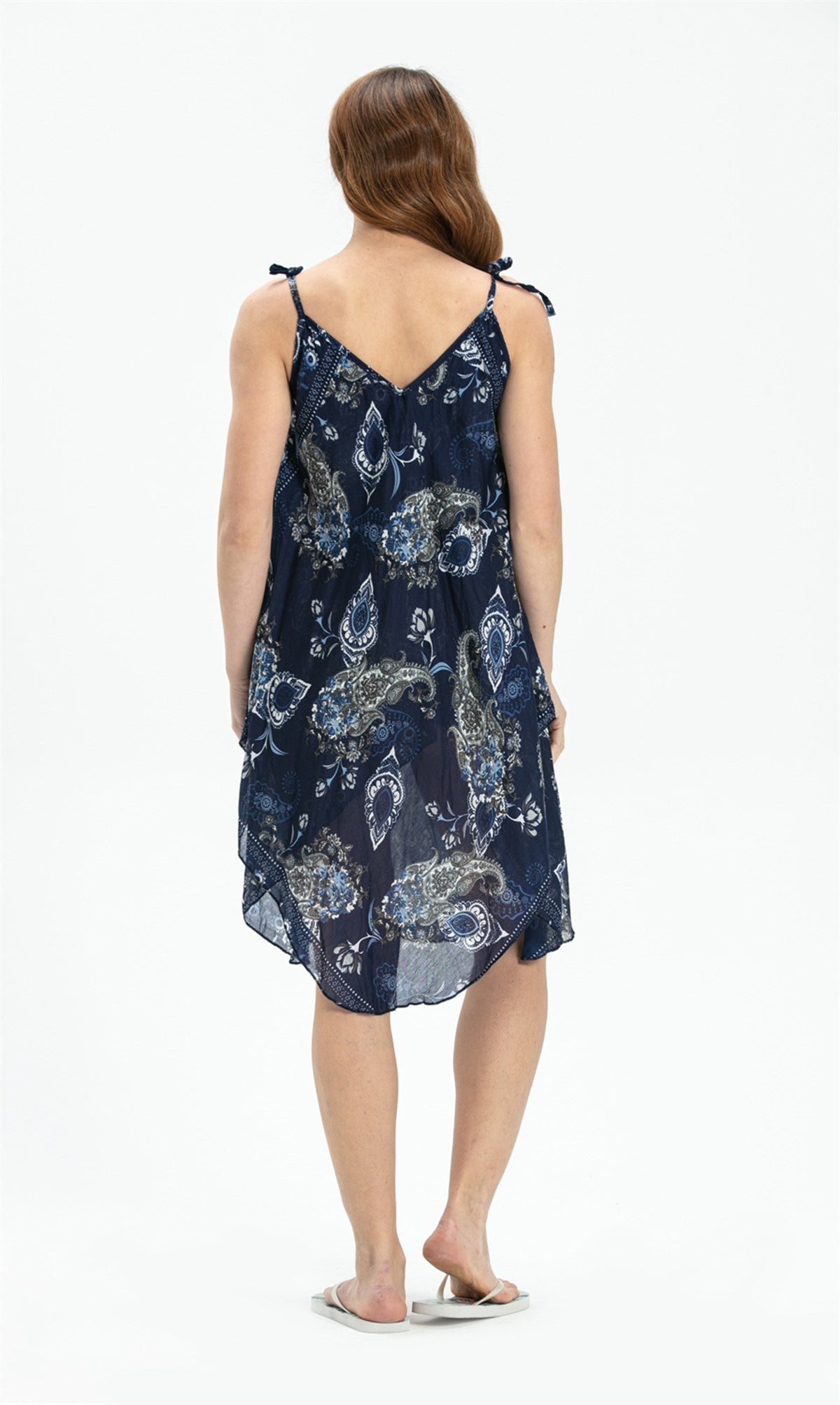 Strappy Printed Short Voile Dress - trendynow