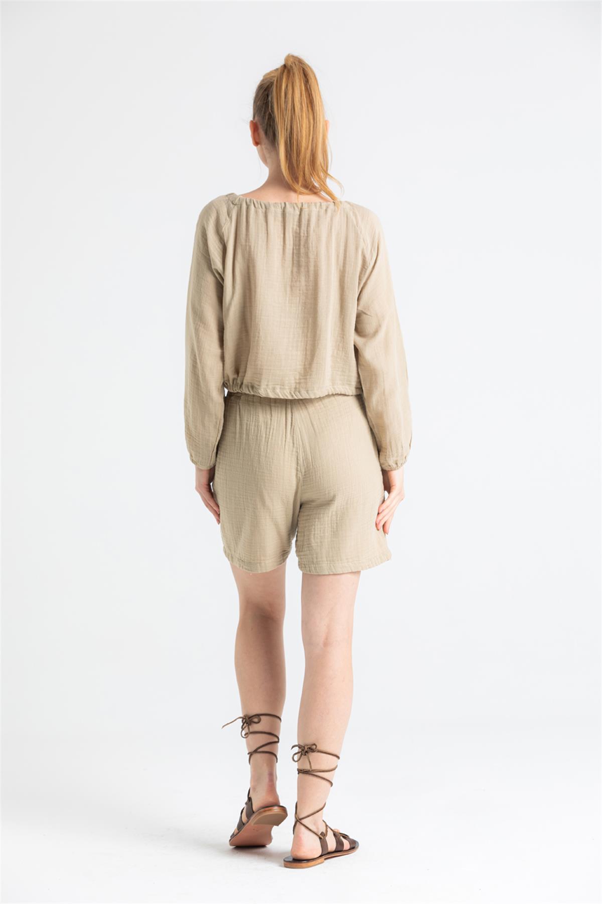 Tie - on Waist Muslin Shorts - trendynow