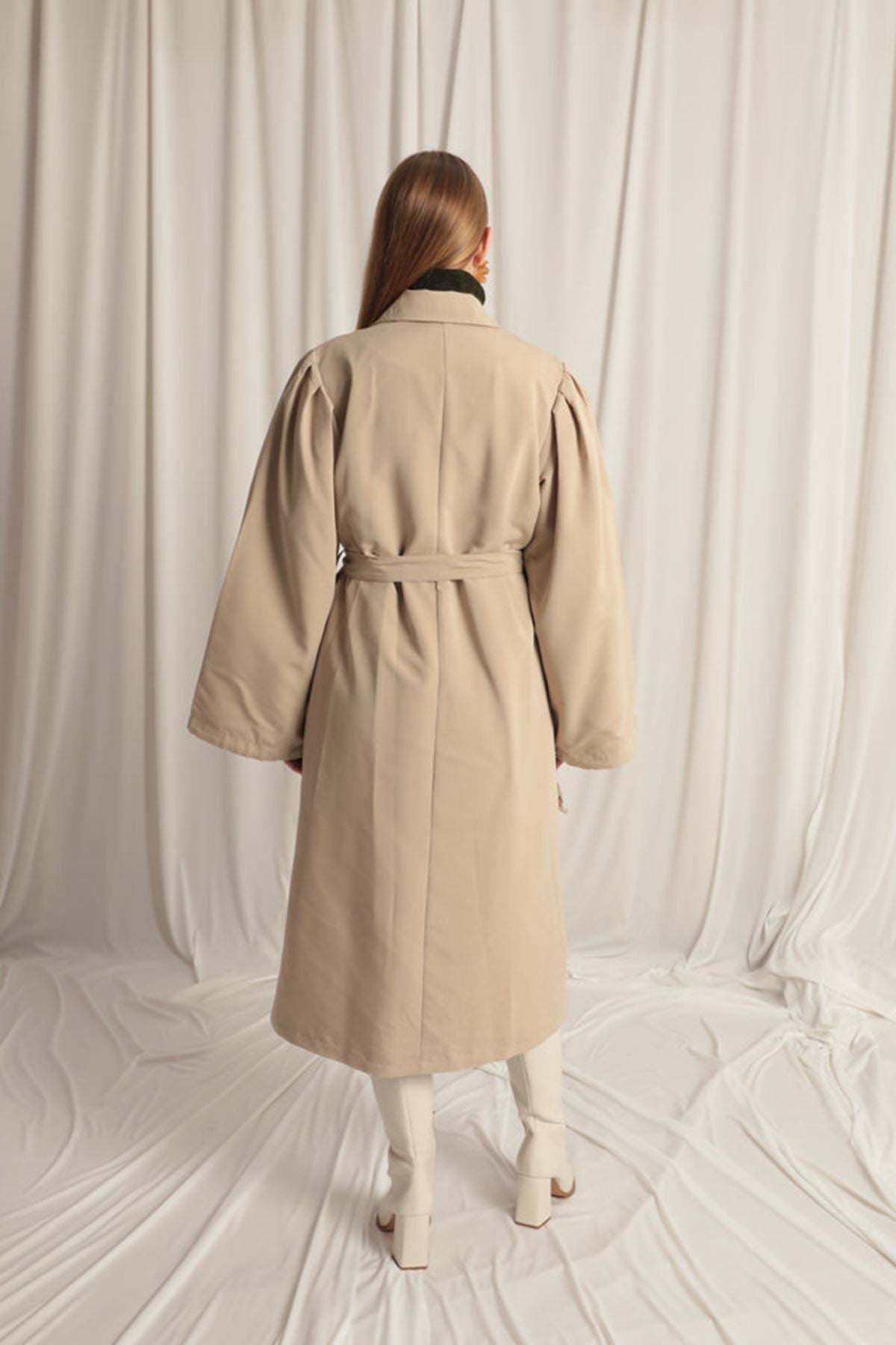 Woven Fabric Liquid Proof Women's Stone Trench Coat - trendynow