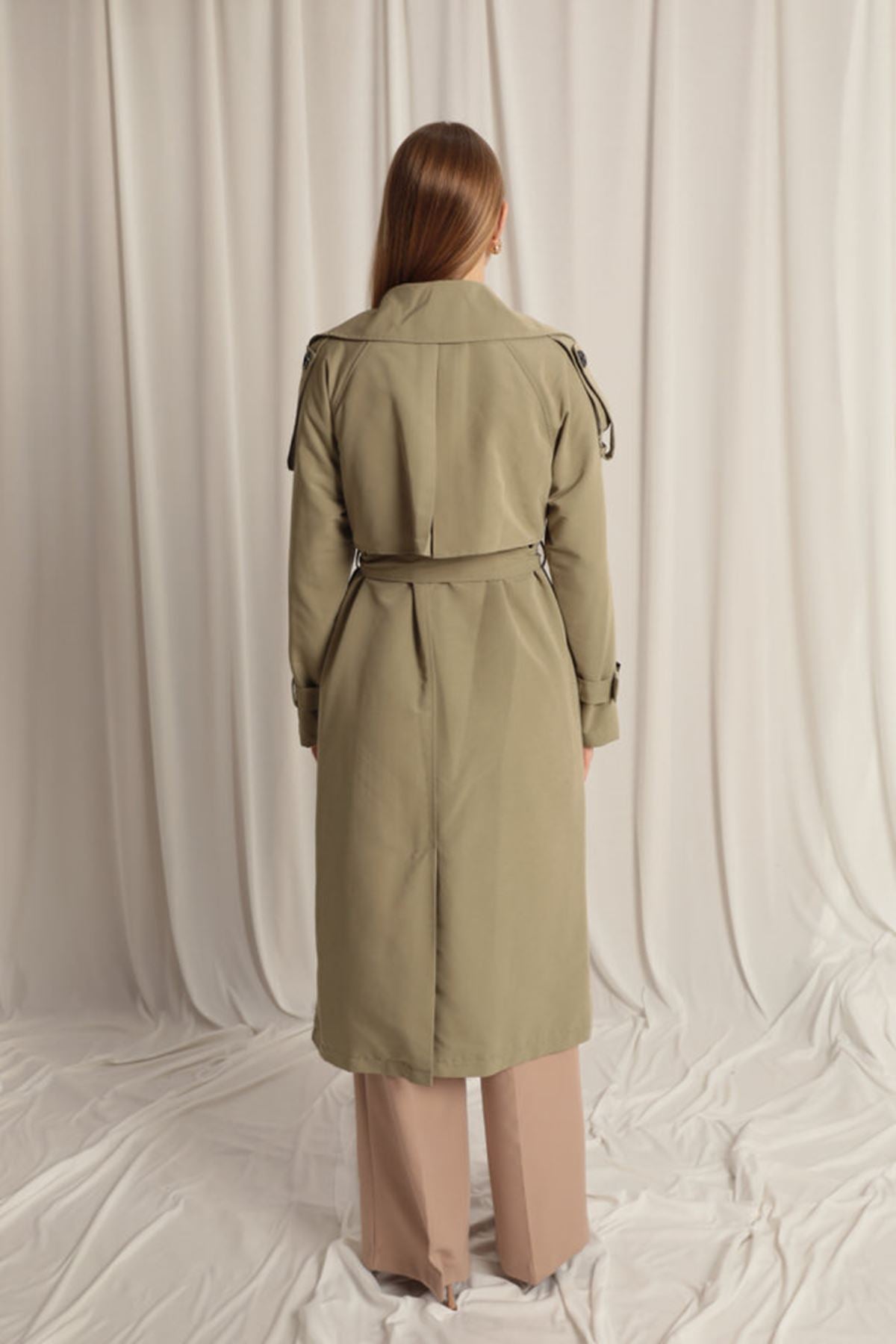 Woven Fabric Waterproof Women's Khaki Trench Coat - trendynow