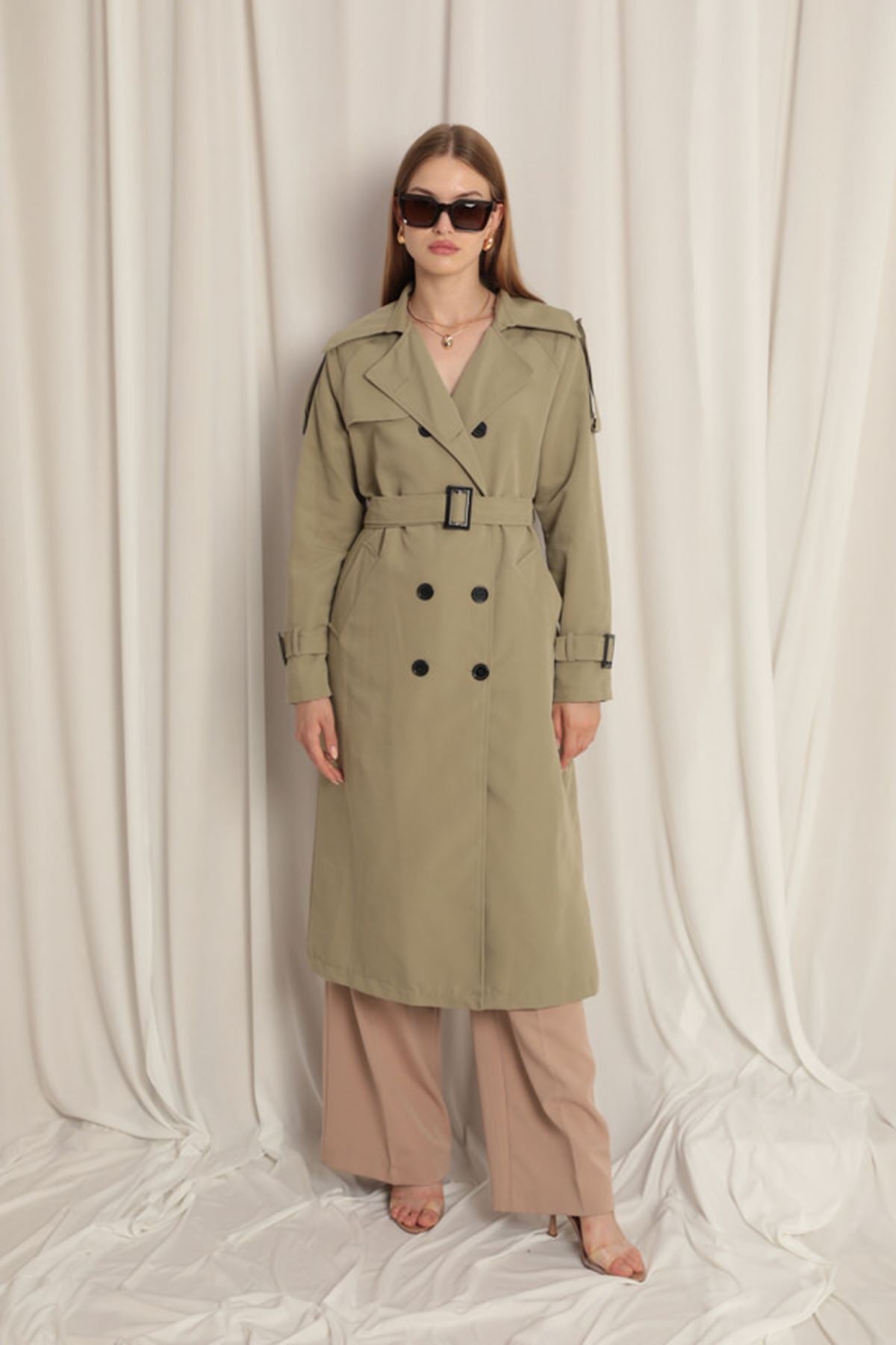 Woven Fabric Waterproof Women's Khaki Trench Coat - trendynow